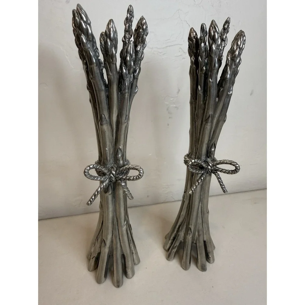 Vagabond‎ House Pewter Asparagus Candlesticks Farmers Market Candle Holder Pair